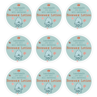 Adorable free printable labels for homemade beeswax lotion. Recipe included. This makes and easy, frugal gift.