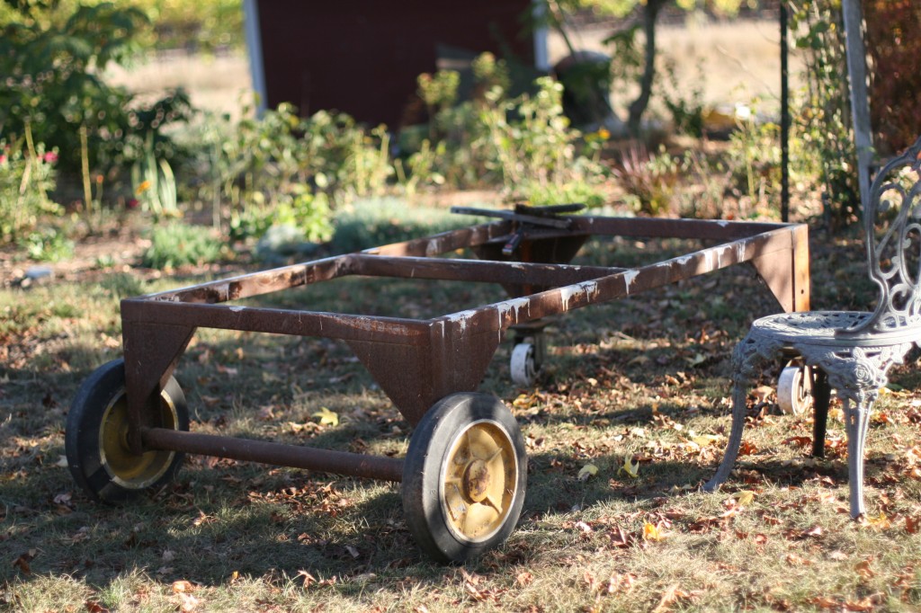 We turned a navel weapons cart into a beautiful outdoor coffeetable