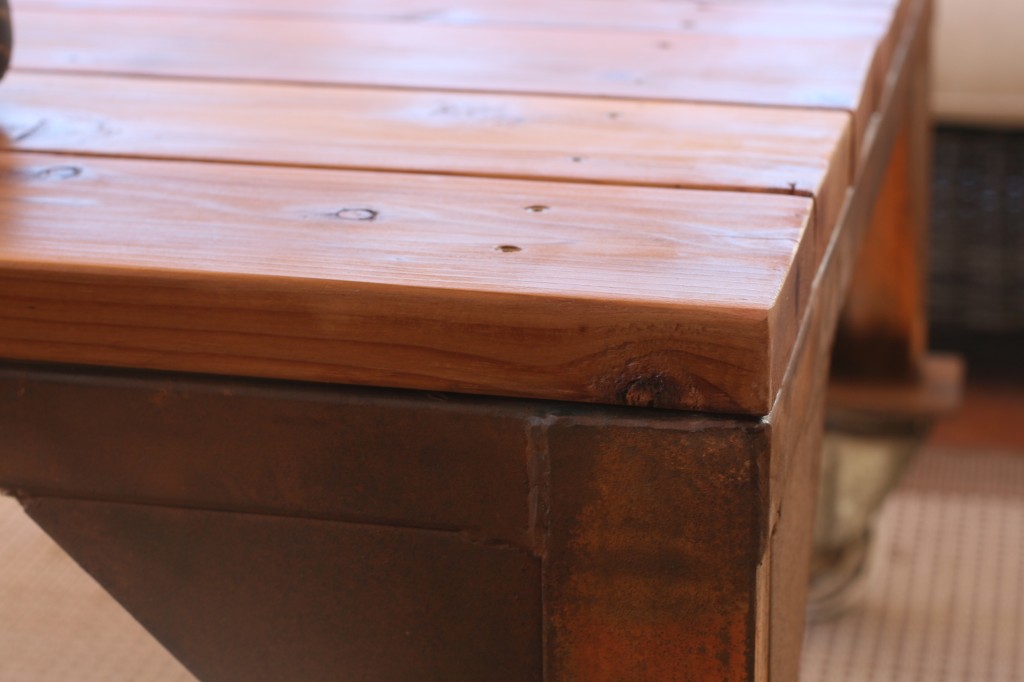 We turned a navel weapons cart into a beautiful outdoor coffeetable